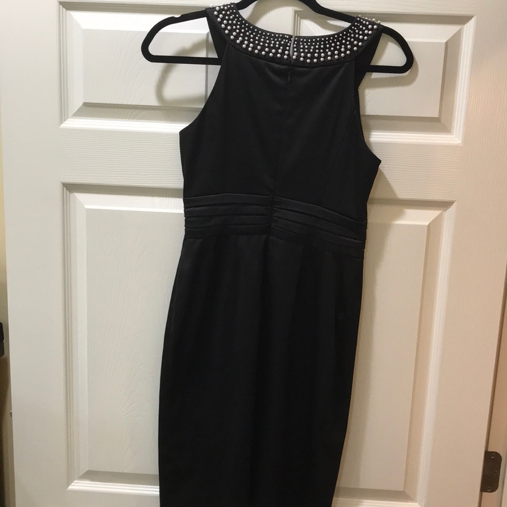 WHBM Black Pearled Neckline Dress Sz 0 - Picture 7 of 8